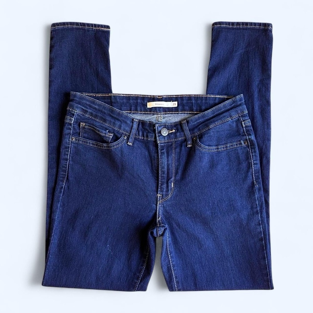 Levi's Women's 711's Skinny Jeans Dark Wash Blue Denim Mid Rise size 29
